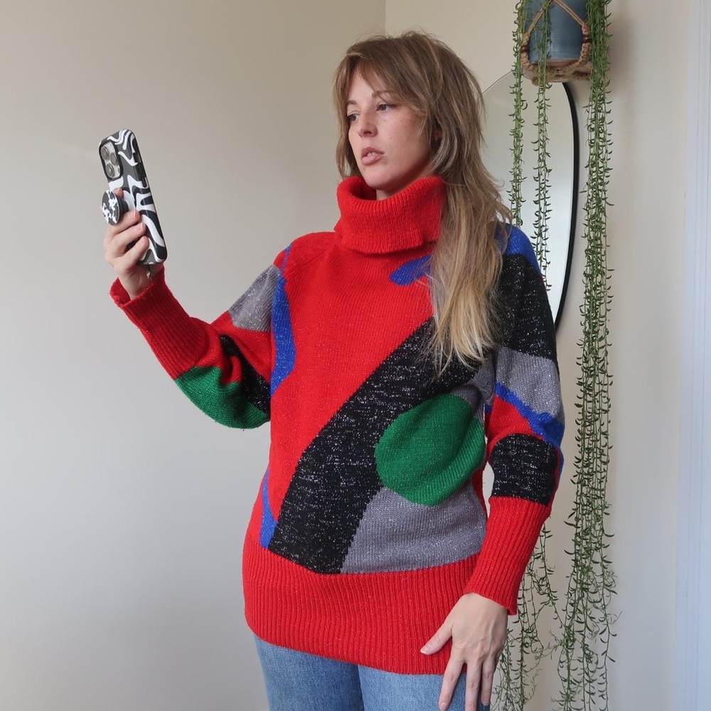 80s era sparkly turtleneck sweater